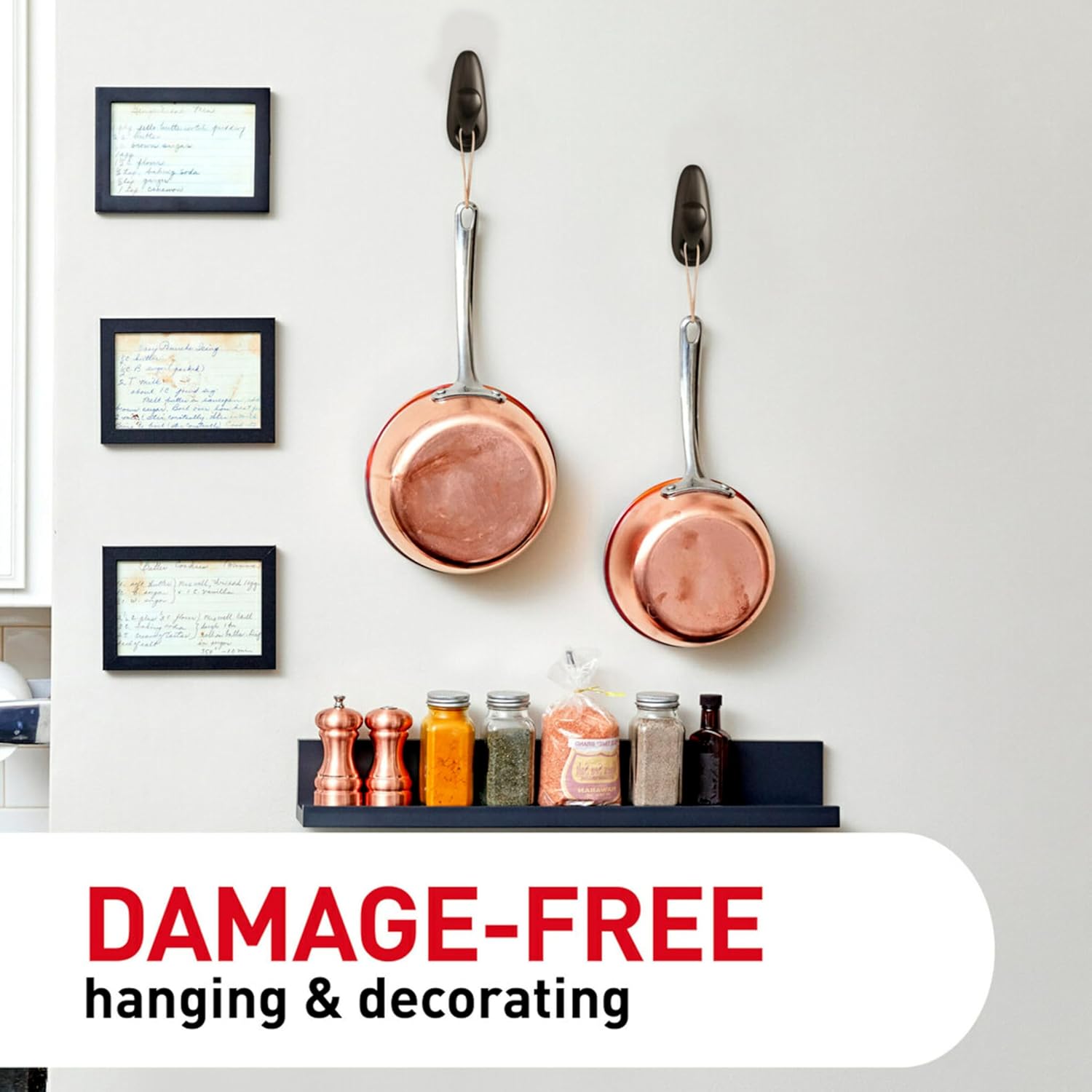 Command 5 lb Large Brushed Nickel Metal Hooks. 2 Coat Hooks and 4 Strips. Damage-Free Hanging with Adhesive. Great for Hanging Back to School Dorm Organizers - Image 6