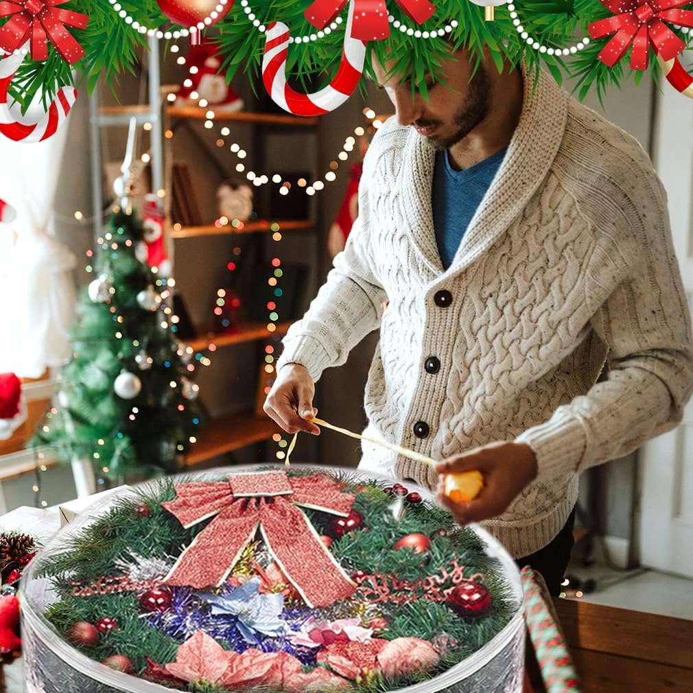 ProPik Christmas Wreath Storage Bag 36 - 2 Pack Clear Christmas Wreath Storage Container- Garland Artificial Holiday Wreath Storage Holder - Water Proof Transparent PVC with Handles (36 Inch. White) - Image 7