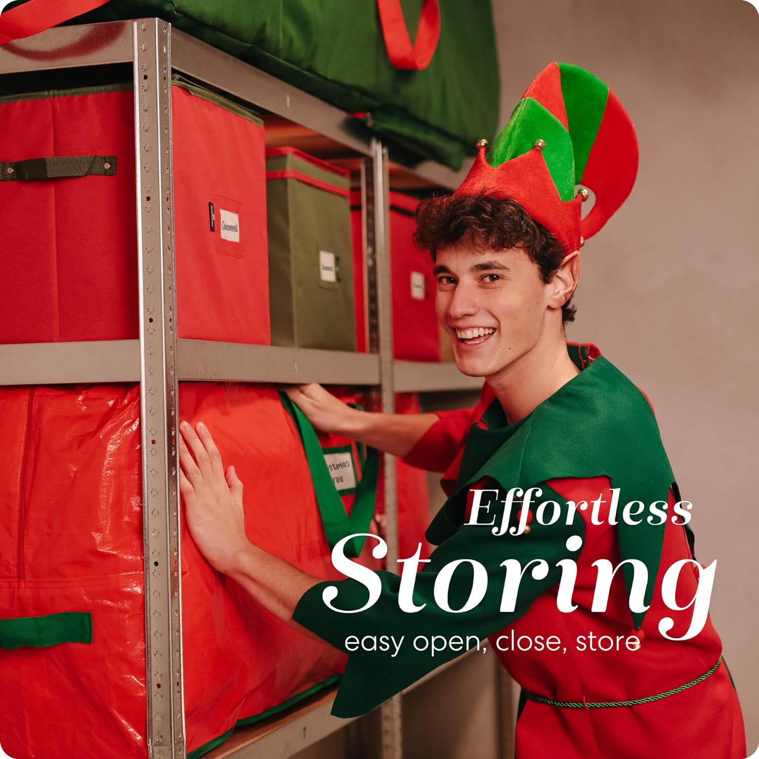 Handy Laundry Christmas Tree Storage Bag for 9 Foot Artificial Tree – Heavy Duty Waterproof Tarp. Reinforced Handles. Double Zipper. Protects from Dust & Moisture. Spacious Holiday Décor Storage. Red - Image 6